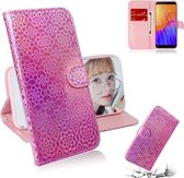 Voor Huawei Y5p Effen Kleur Kleurrijke Magnetische Gesp Horizontale Flip PU Lederen Case met Houder & Kaartsleuven & Portemonnee & Lanyard (Roze)