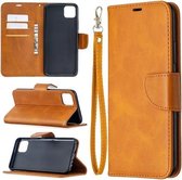 Voor OPPO Realme C11 Retro Lambskin Texture Pure Color Horizontale Flip PU Leather Case, met houder & kaartsleuven & portemonnee & lanyard (geel)