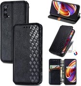 Voor OPPO Realme X7 Cubic Grid Pressed Horizontal Flip Magnetic PU Leather Case met houder & kaartsleuven & portemonnee (zwart)
