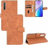 Voor OPPO Realme XT / X2 / K5 Effen kleur Huidgevoel magnetische gesp Horizontale flip kalftextuur PU lederen tas met houder & kaartsleuven & portemonnee (bruin)