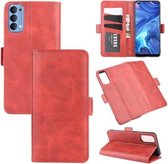 Voor OPPO Reno4 4G dubbelzijdige magnetische gesp horizontale flip lederen tas met houder & kaartsleuven en portemonnee (rood)