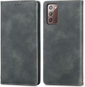 Voor Samsung Galaxy Note20 Retro Skin Feel Business Magnetische Horizontale Flip Leren Case met Houder & Kaartsleuven & Portemonnee & Fotolijst (Grijs)