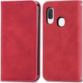 Voor Samsung Galaxy A20e Retro Skin Feel Business Magnetische Horizontale Flip Leren Case met Houder & Kaartsleuven & Portemonnee & Fotolijst (Rood)