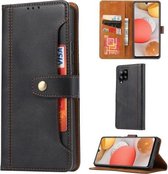 Voor Samsung Galaxy A42 Kalf Textuur Dubbele Vouwsluiting Horizontale Flip Leren Case met Fotolijst & Houder & Kaartsleuven & Portemonnee (Zwart)