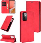 Voor Samsung Galaxy A72 5G Retro-skin Business magnetische zuignap lederen tas met houder & kaartsleuven & portemonnee (rood)