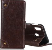 Voor Galaxy M10s Koperen Gesp Nappa Textuur Horizontale Flip Leren Case met Houder & Kaartsleuven & Portemonnee (Koffie)