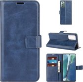 Voor Samsung Galaxy Note20 Retro Kalfspatroon Gesp Horizontale Flip Leren Case met Houder & Kaartsleuven & Portemonnee (Blauw)