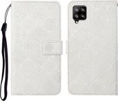 Voor Samsung Galaxy A42 5G Etnische Stijl Reliëf Patroon Horizontale Flip Leren Case met Houder & Kaartsleuven & Portemonnee & Lanyard (Wit)