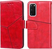 Voor Samsung Galaxy S20 Geometrische stiksels Horizontale Flip TPU + PU lederen tas met houder & kaartsleuven & portemonnee (rood)