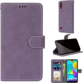 Voor Samsung Galaxy M01 Retro Frosted Horizontale Flip PU lederen tas met houder & kaartsleuven & portemonnee & fotolijst (paars)