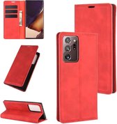 Voor Samsung Galaxy Note20 Ultra Retro-skin Business magnetische zuignap lederen tas met houder & kaartsleuven & portemonnee (rood)