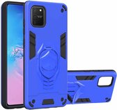 Voor Samsung Galaxy A81 / Note 10 Lite 2 in 1 Armor Knight Series PC + TPU beschermhoes met onzichtbare houder (donkerblauw)