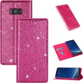 Voor Samsung Galaxy S8 Ultradunne Glitter Magnetische Horizontale Flip Leren Case met Houder & Kaartsleuven (Rose Rood)