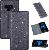 Voor Samsung Galaxy Note 9 Ultradunne glitter magnetische horizontale flip lederen tas met houder en kaartsleuven (grijs)