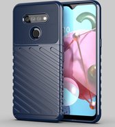 Voor LG Q51 Thunderbolt schokbestendige TPU beschermende zachte hoes (blauw)