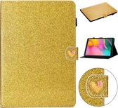 Voor Samsung Galaxy Tab A 10.1 T510 Love Buckle Glitter Horizontal Flip Leather Case met houder & kaartsleuven (goud)