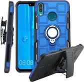 Voor Huawei Y9 (2019) / Enjoy 9 Plus 3 in 1 Cube PC + TPU beschermhoes met 360 graden draaien Zilveren ringhouder (blauw)