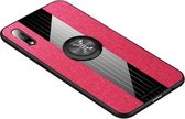 Voor Huawei Honor 9X XINLI stiksel Textue Schokbestendig TPU beschermhoes met ringhouder (rood)