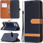 Voor iPhone 12 Pro Max Kleuraanpassing Denim Texture Horizontale Flip Leren Case met Houder & Kaartsleuven & Portemonnee & Lanyard (Zwart)