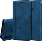 Voor Huawei Honor 8X Frosted Business Magnetische Horizontale Flip PU Leather Case met Houder & Kaartsleuf & Lanyard (Blauw)