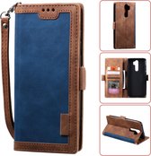 Voor Xiaomi Redmi Note 8 Pro Retro Splicing Horizontale Flip Leather Case met kaartsleuven & houder & portemonnee (blauw)