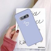 Voor Galaxy S10 Love Heart Pattern Frosted TPU beschermhoes (lichtpaars)
