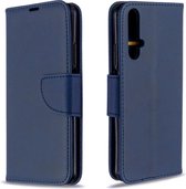 Voor Huawei Honor 20S retro lamsvacht textuur pure kleur horizontale flip pu lederen case met houder & kaartsleuven & portemonnee & lanyard (blauw)