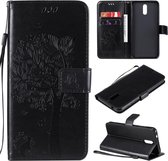 Voor Nokia 2.3 Tree & Cat reliÃ«fpatroon Horizontale flip lederen tas met houder & kaartsleuven & portemonnee & draagkoord (zwart)