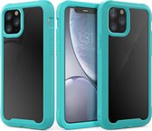 Voor iPhone 11 Pro Transparant Serie Frame TPU + PC Stofdicht Krasbestendig Valbestendig Beschermhoes (Lichtblauw)