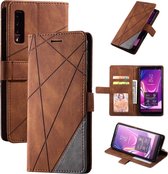 Voor Samsung Galaxy A7 (2018) Skin Feel Splicing Horizontale flip lederen tas met houder & kaartsleuven & portemonnee & fotolijst (bruin)