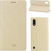 Voor Samsung Galaxy A01 (Amerikaanse versie) ViLi schokbestendige TPU + PU horizontale flip-beschermhoes met kaartsleuf en houder (goud)