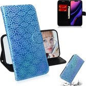 Voor iPhone 11 Effen Kleur Kleurrijke Magnetische Gesp Horizontale Flip PU Lederen Case met Houder & Kaartsleuven & Portemonnee & Lanyard (Blauw)