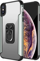 PC + TPU + metalen schokbestendige beschermhoes met ringhouder voor iPhone XS Max (lichtgroen)