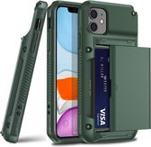 Voor iPhone 11 Pro Max PC + TPU schokbestendige beschermhoes met kaartsleuf (legergroen)