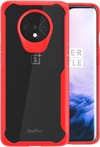 Voor OnePlus 7T transparante pc + TPU volledige dekking schokbestendige beschermhoes (rood)