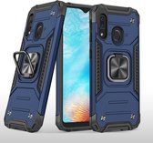 Voor Samsung Galaxy A20e magnetisch pantser schokbestendig TPU + pc-hoesje met metalen ringhouder (blauw)