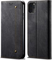 Voor iPhone 11 Pro Denim Texture Casual Style Horizontale Flip Leather Case met houder & kaartsleuven & portemonnee (zwart)