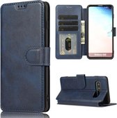 Voor Samsung Galaxy S10 Kalf Textuur Magnetische Gesp Horizontale Flip Leren Case met Houder & Kaartsleuven & Portemonnee & Fotolijst (Blauw)
