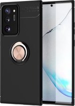 Voor Samsung Galaxy Note20 Ultra metalen ringhouder 360 graden roterende TPU-hoes (zwart + roségoud) (zwart + roségoud)