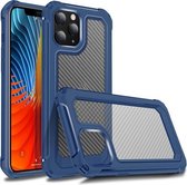 Voor iPhone 12 Pro Max Transparante koolstofvezeltextuur Robuuste volledige behuizing TPU + pc Krasbestendig schokbestendig hoesje (blauw)