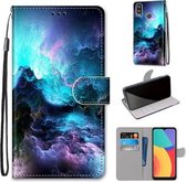 Voor Alcatel 1L (2021) Gekleurde Tekening Cross Textuur Horizontale Flip PU Lederen Case met Houder & Kaartsleuven & Portemonnee & Lanyard (Kleurrijke Wolken)