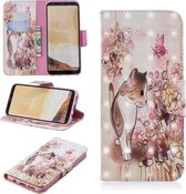 3D Gekleurde Tekening Patroon Horizontale Flip Leren Case voor Galaxy S8 Plus, met Houder & Kaartsleuven & Portemonnee (Kat)