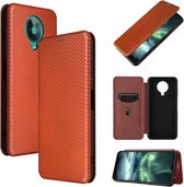 Voor Nokia 6.3 Carbon Fiber Texture Magnetische Horizontale Flip TPU + PC + PU Leather Case met Card Slot (Brown)