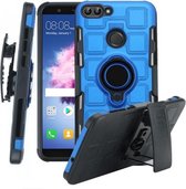 Voor Huawei P Smart / Enjoy 7s 3 in 1 Cube PC + TPU beschermhoes met 360 graden draaien zwarte ringhouder (blauw)