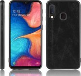 Voor Galaxy A20e Schokbestendig Naaien Koe Patroon Huid PC + PU + TPU Case (Zwart)