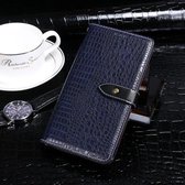 Voor Oukitel C19 idewei Crocodile Texture Horizontale Flip lederen tas met houder & kaartsleuven & portemonnee (donkerblauw)