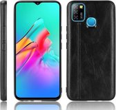 Voor Infinix Hot 10 Lite Schokbestendig Naaien Koe Patroon Huid PC + PU + TPU Case (Zwart)