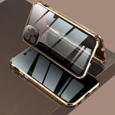 Vierhoekige schokbestendige anti-gluren magnetisch metalen frame Dubbelzijdig gehard glazen hoesje voor iPhone 11 Pro (goud)