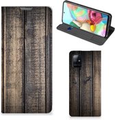 Leuk Case Cadeau voor Mannen Geschikt voor Samsung Galaxy A71 Smart Cover Steigerhout