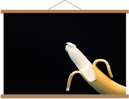 Schoolplaat – Gepelde Banaan - 90x60cm Foto op Textielposter (Wanddecoratie op Schoolplaat)